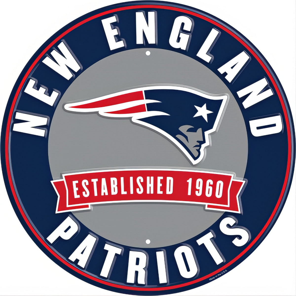 Letrero Nfl Metálico Circular Fecha Est. Patriots