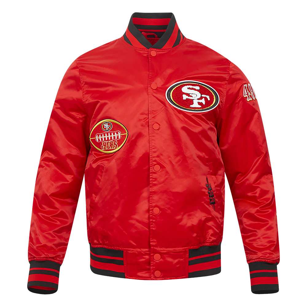 Chamarra Pro Standard Satin Old English 49ers Roja - NERIAS DEPORTES