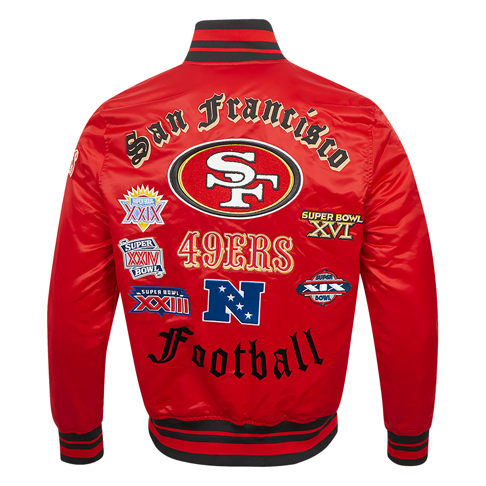 Chamarra Pro Standard Satin Old English 49ers Roja - NERIAS DEPORTES