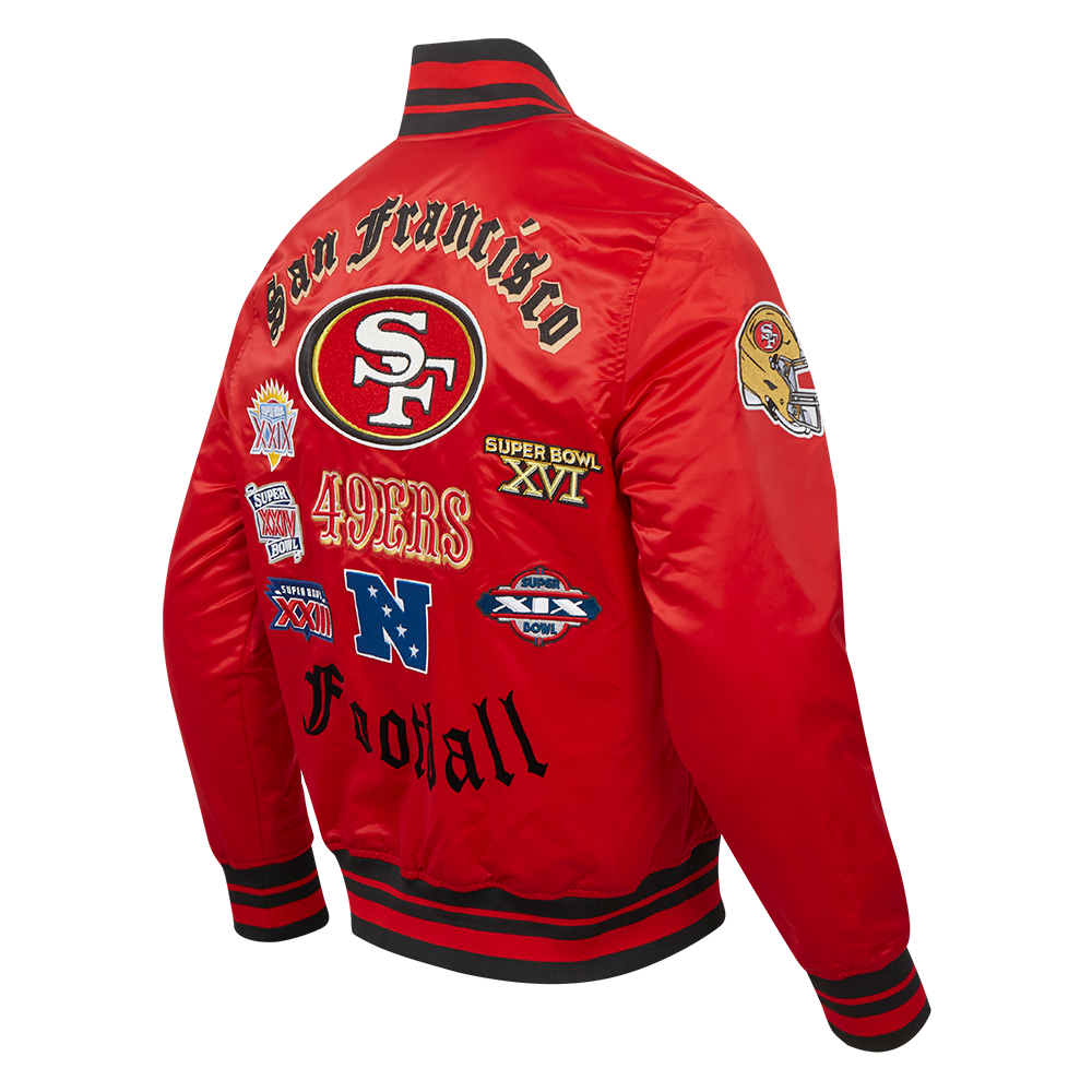 Chamarra Pro Standard Satin Old English 49ers Roja - NERIAS DEPORTES