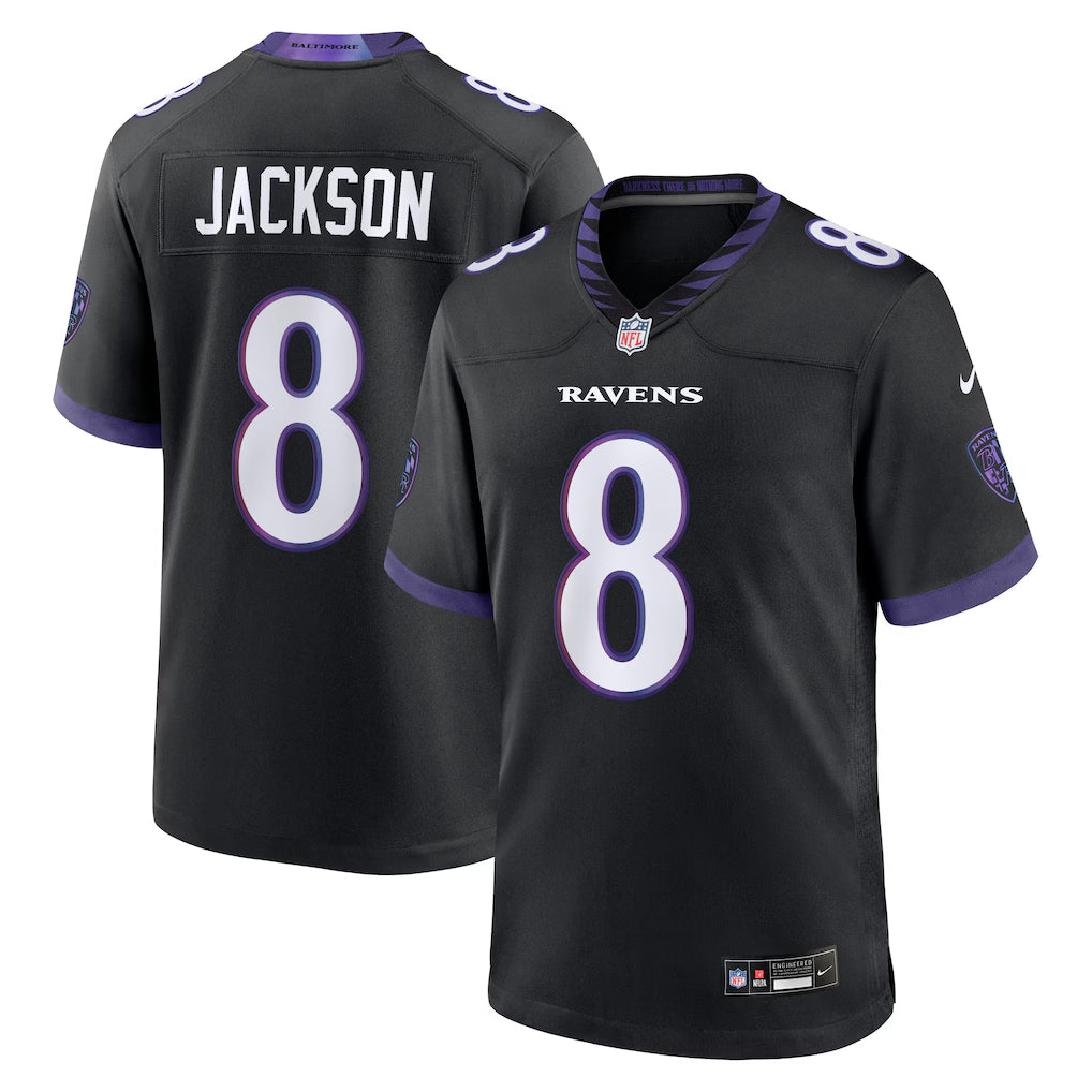 Jersey Game NFL Ravens Lamar Jackson Alt Black Adulto