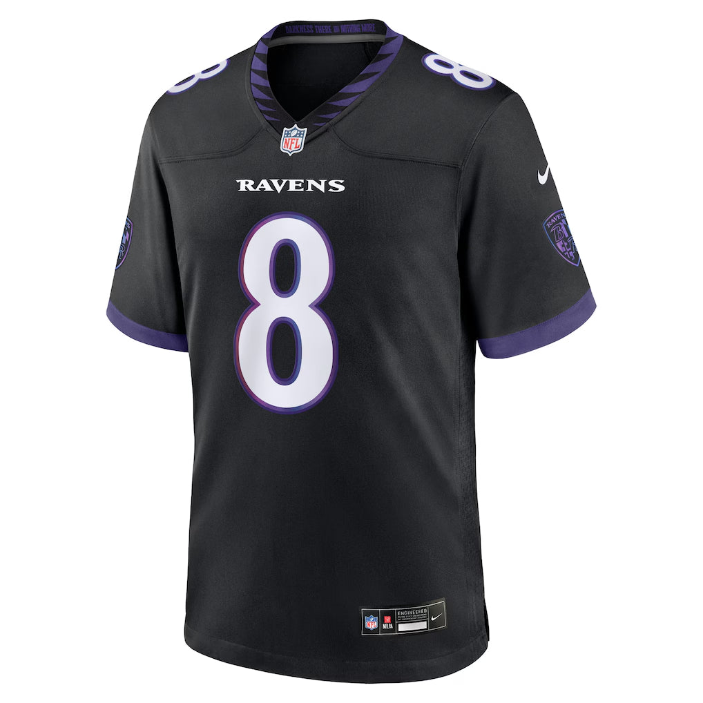 Jersey Game NFL Ravens Lamar Jackson Alt Black Adulto