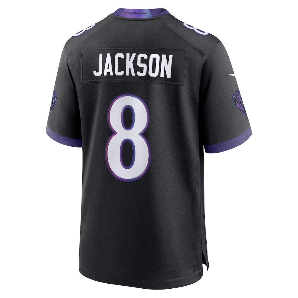 Jersey Game NFL Ravens Lamar Jackson Alt Black Adulto