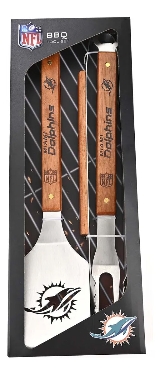 Bbq Set 3 Pzas Set Parrillero NFL Miami Dolphins