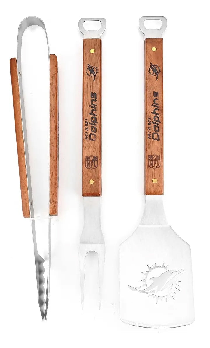 Bbq Set 3 Pzas Set Parrillero NFL Miami Dolphins