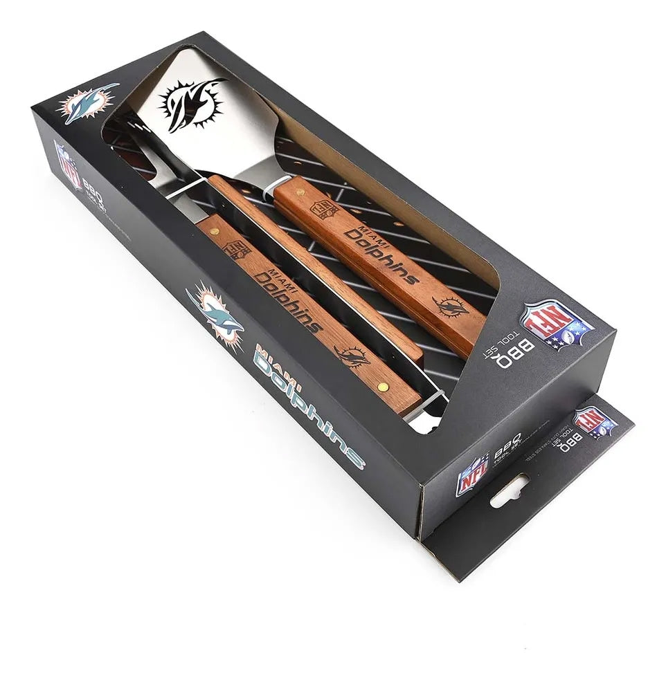 Bbq Set 3 Pzas Set Parrillero NFL Miami Dolphins