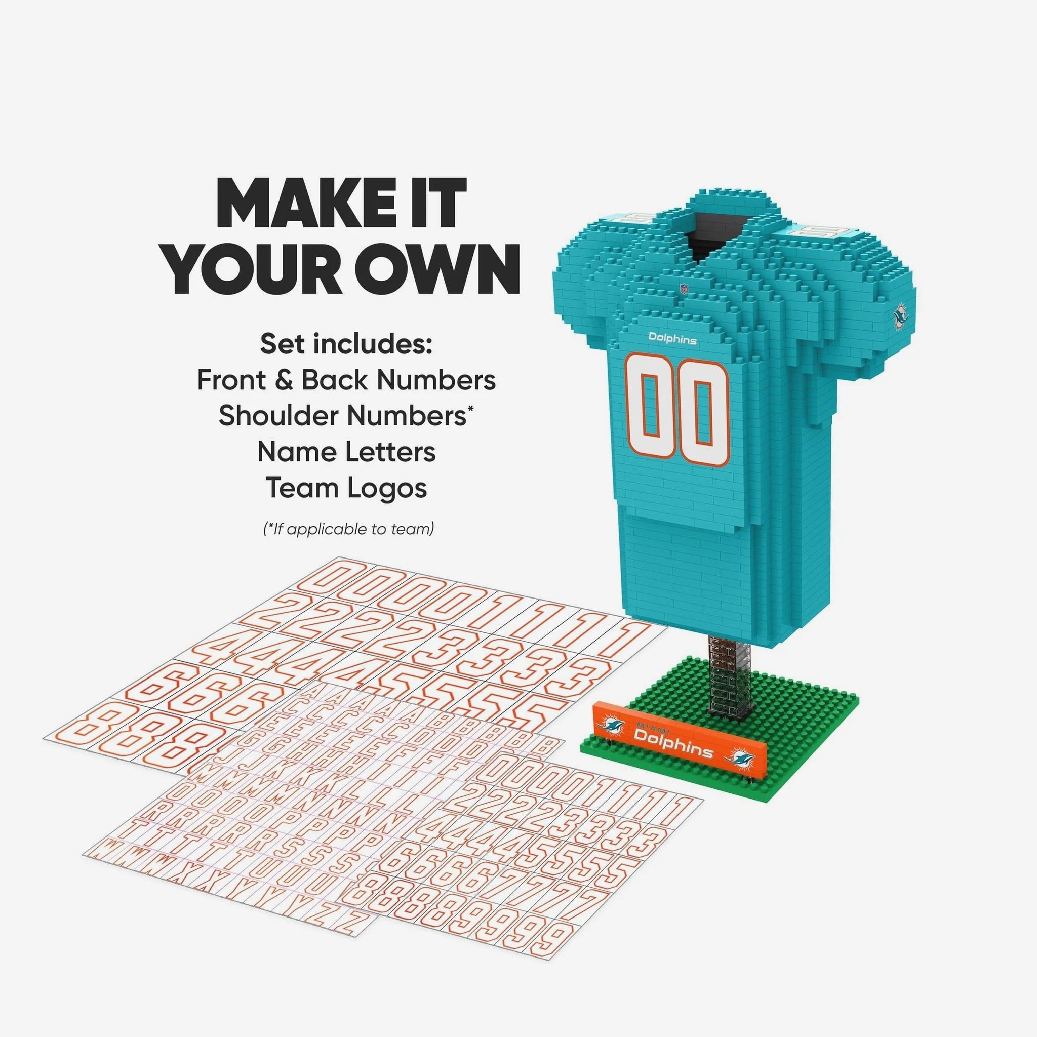 Set De Bloques Armable Mini Jersey 3D Foco NFL Dolphins