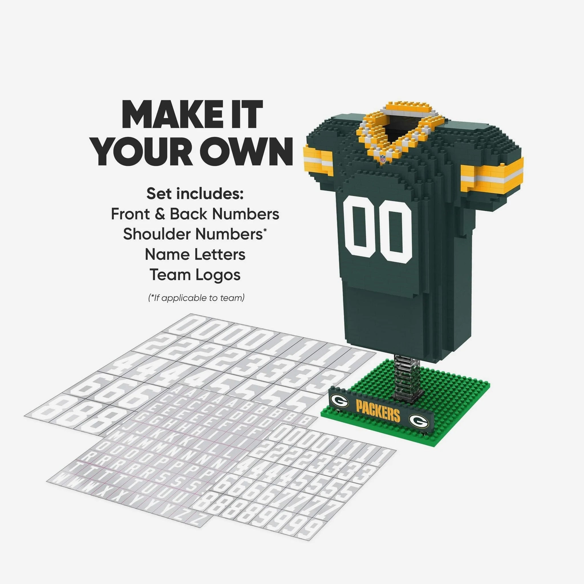 Set De Bloques Armable Mini Jersey 3D Foco NFL Packers