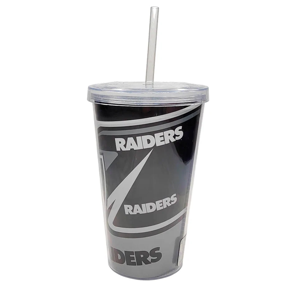 Vaso Con Popote Tumbler Pop MRL NFL Las Vegas Raiders