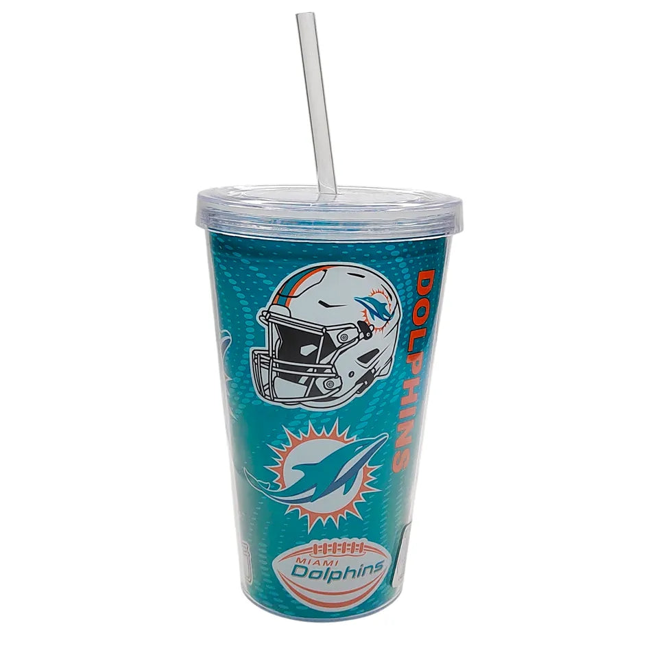 Vaso Con Popote Tumbler Pop MRL NFL Miami Dolphins