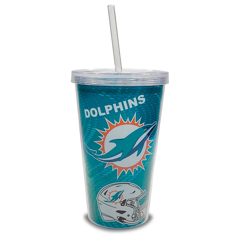 Vaso Con Popote Tumbler Pop MRL NFL Miami Dolphins