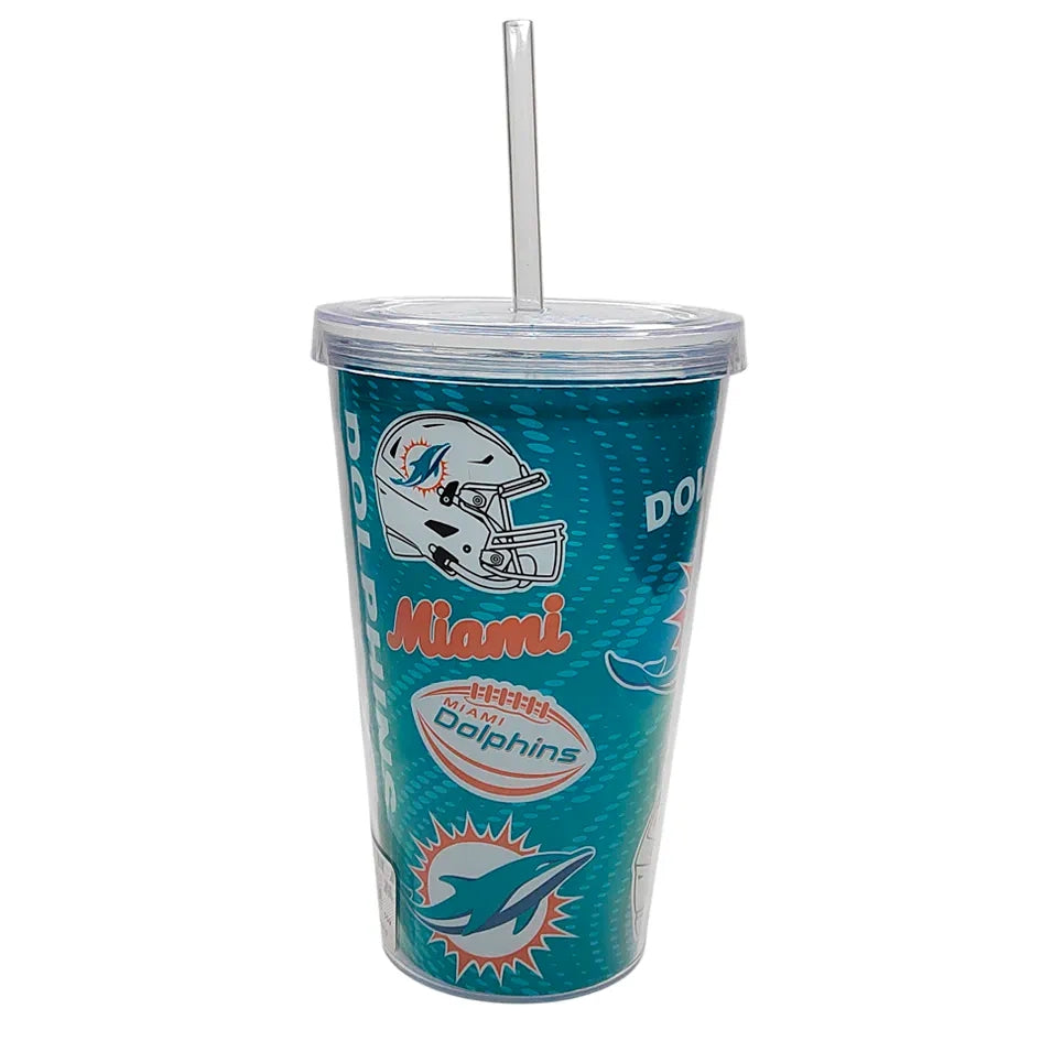 Vaso Con Popote Tumbler Pop MRL NFL Miami Dolphins