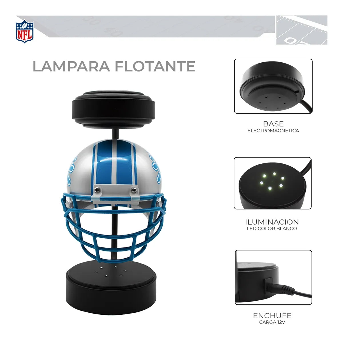 Lámpara Led Casco Flotante Giratorio NFL Detriot Lions