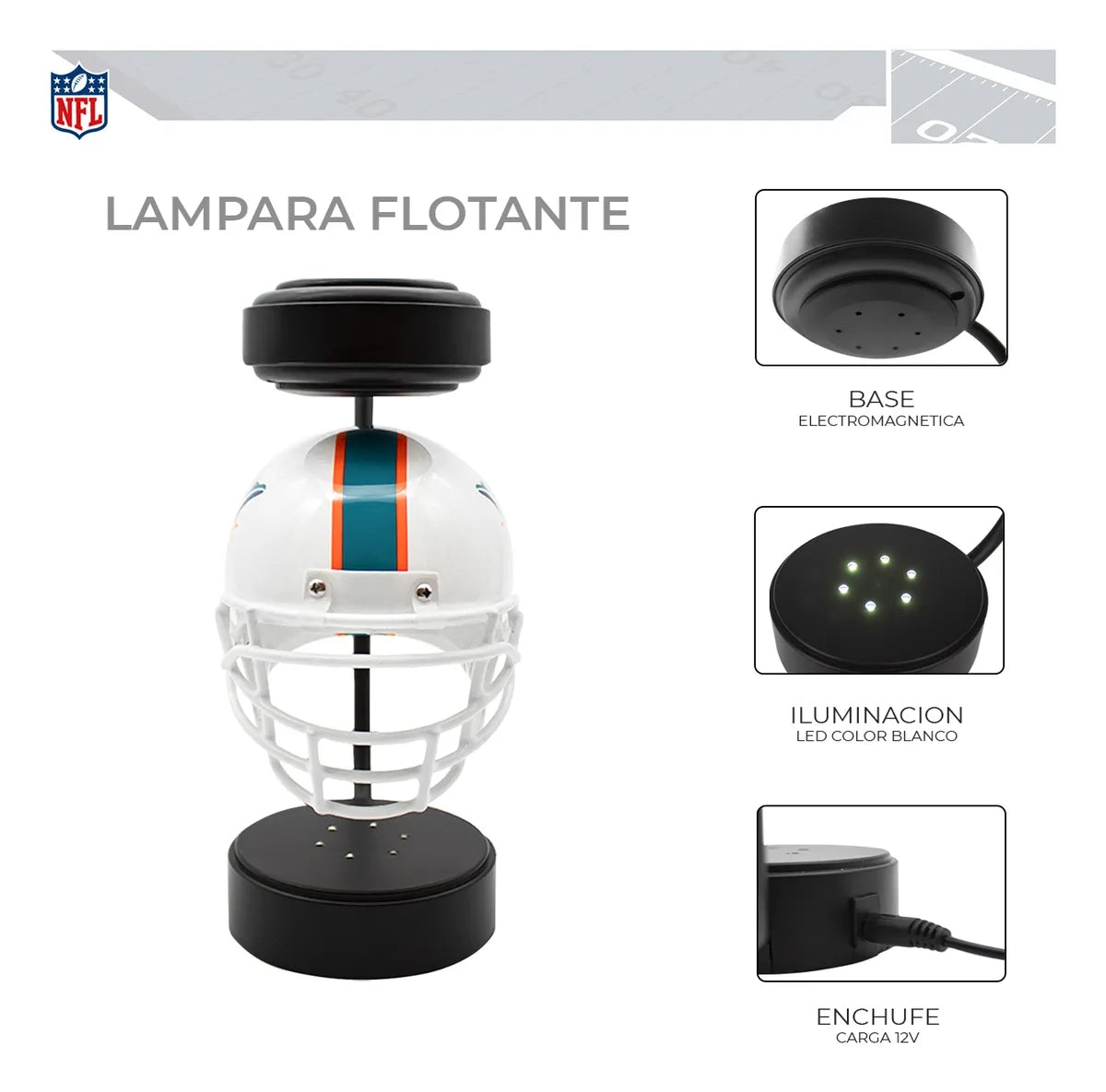 Lámpara Led Casco Flotante Giratorio NFL Miami Dolphins