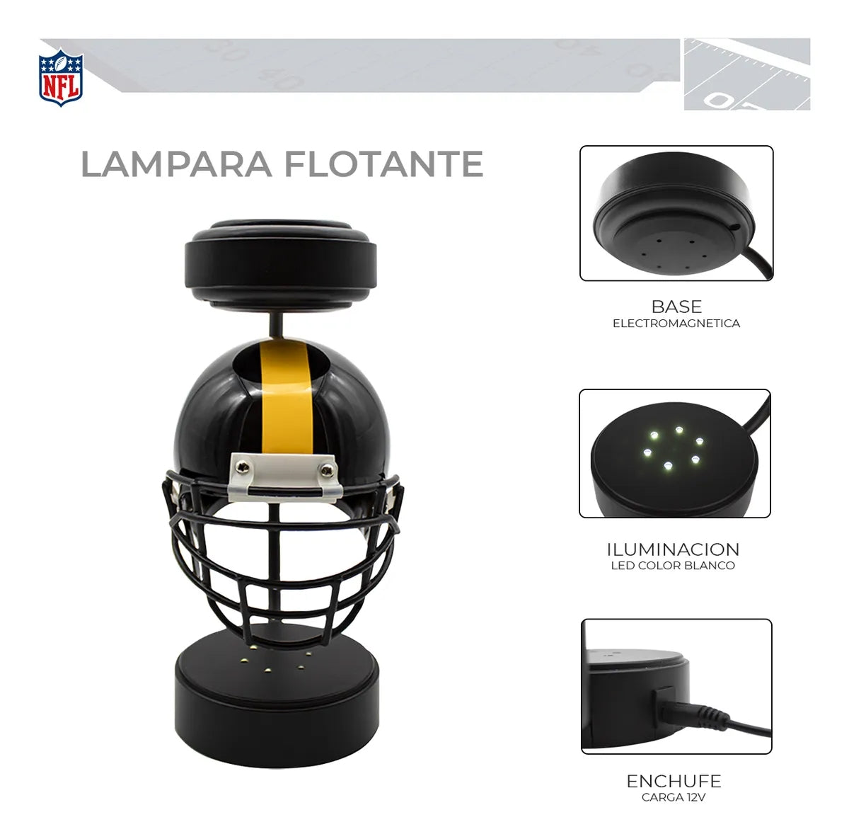 Lámpara Led Casco Flotante Giratorio NFL Pittsburgh Steelers
