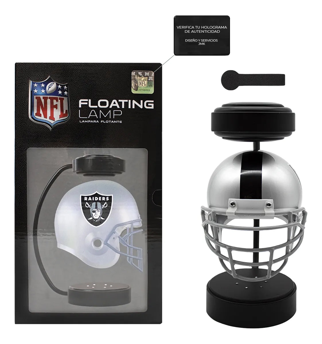 Lámpara Led Casco Flotante Giratorio NFL Las Vegas Raiders - NERIAS DEPORTES