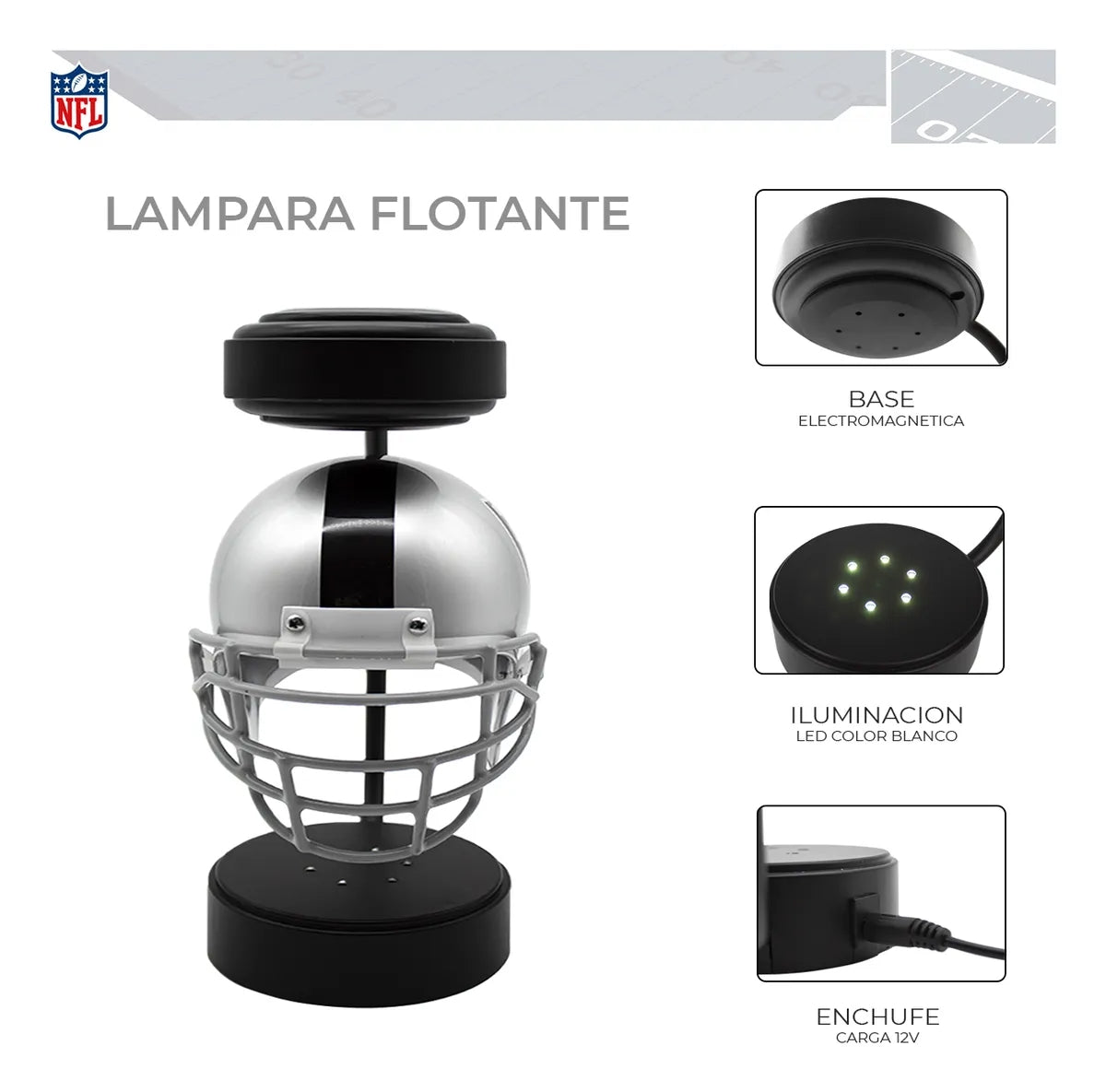 Lámpara Led Casco Flotante Giratorio NFL Las Vegas Raiders - NERIAS DEPORTES