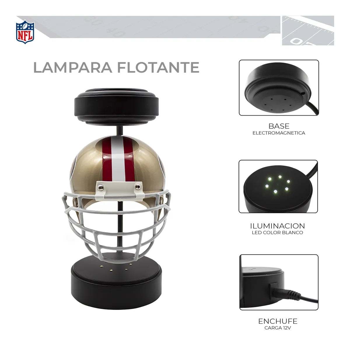 Lámpara Led Casco Flotante Giratorio NFL San Francisco 49ers - NERIAS DEPORTES