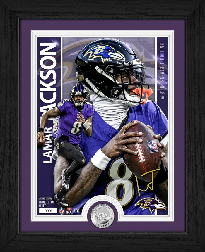 Cuadro HM Artist Proof Silver Coin Ravens Lamar Jackson