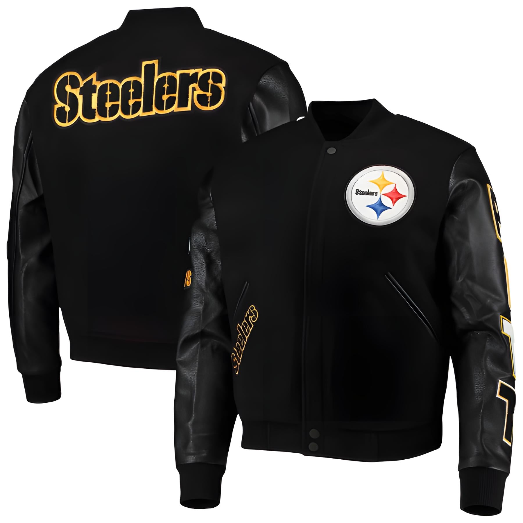 Chamarra Pro Standard Varsity Lana y Piel NFL Steelers