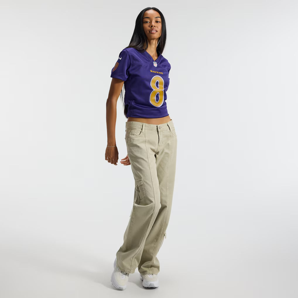 Jersey Game Ravens Lamar Jackson Alt Purple Mujer