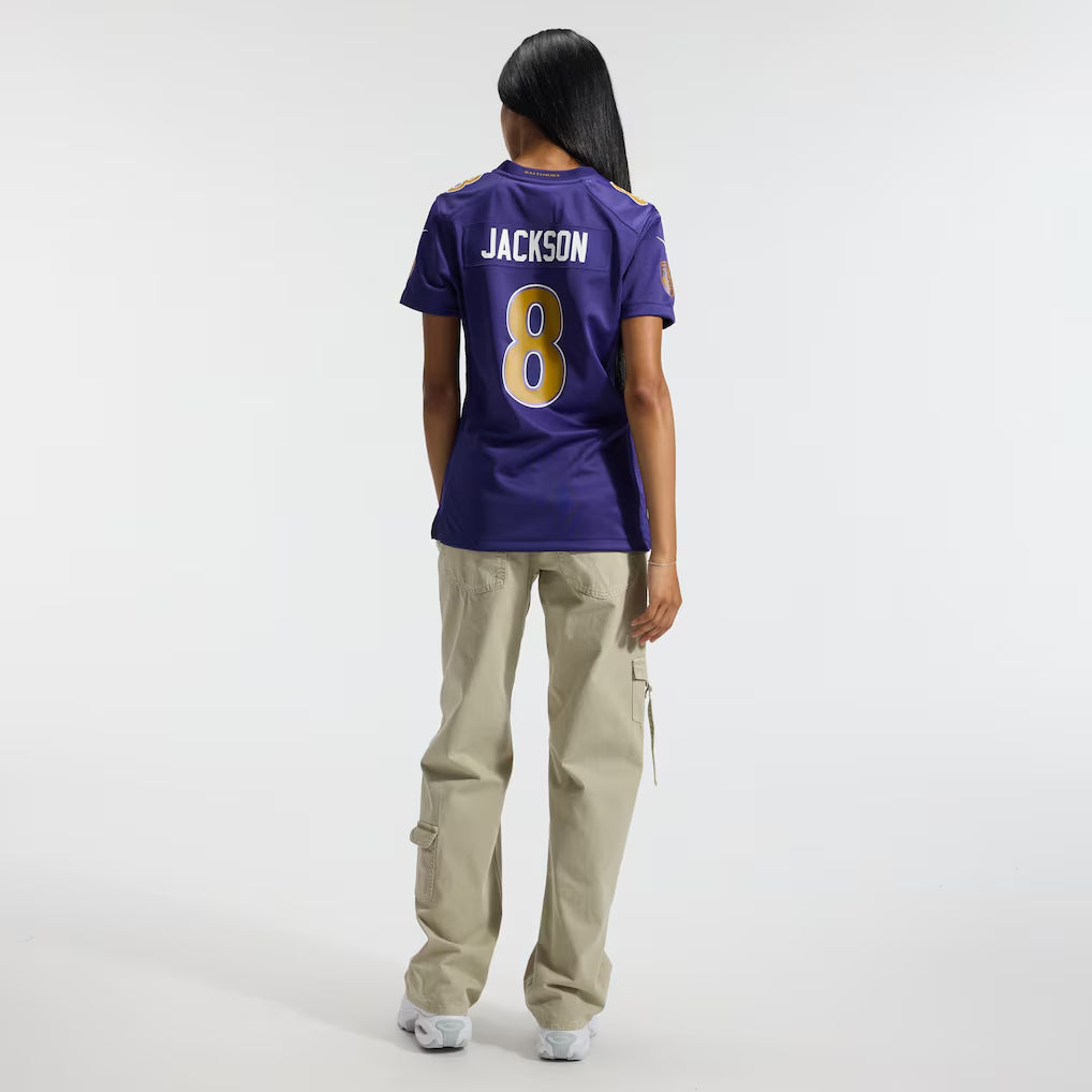 Jersey Game Ravens Lamar Jackson Alt Purple Mujer