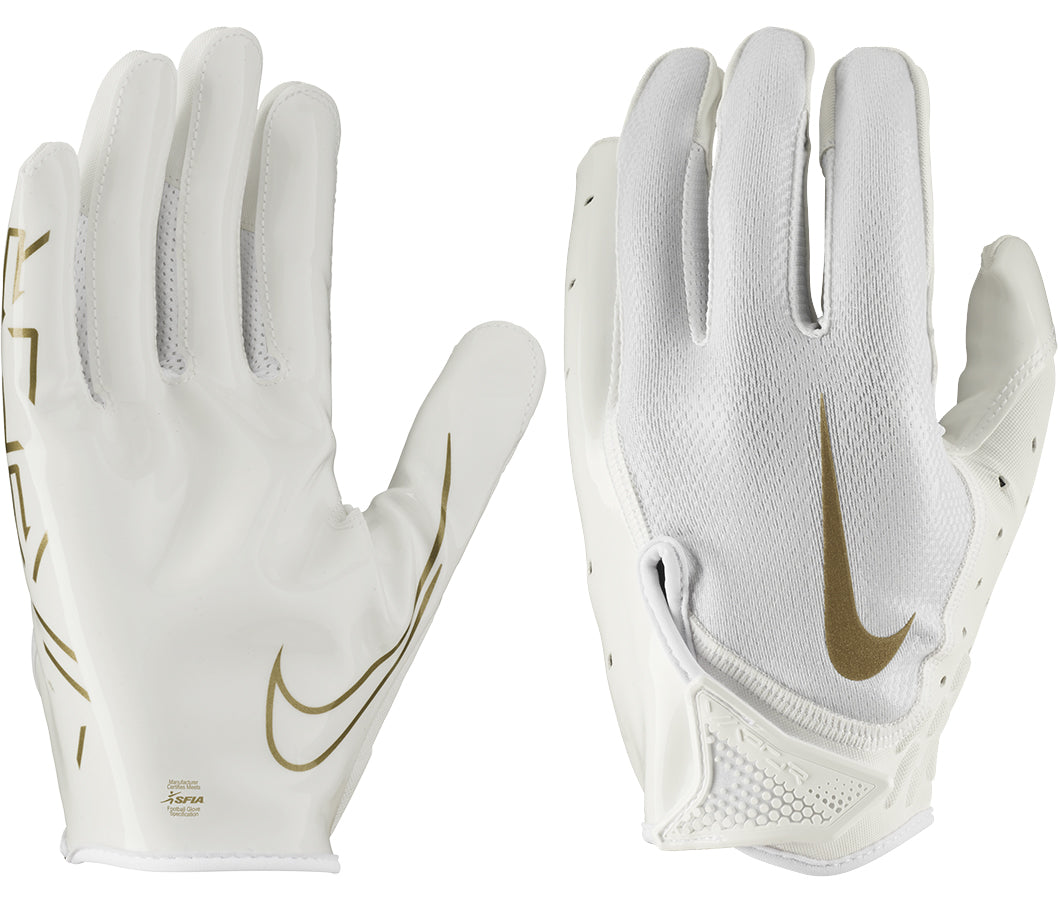 Guantes de Receptor Nike Vapor Jet Blanco/Oro Adulto